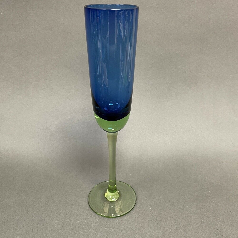 Festival Green Blue by Block Champagne Flute Glass Stemmed 10 1/4"
